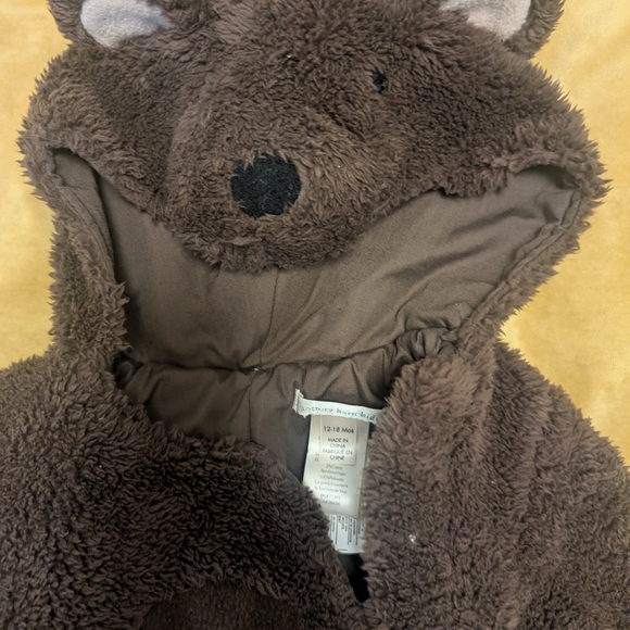 PBK Brown Bear Hooded Baby Onesie 12-18mo Pottery Barn Kids - Picture 3 of 5